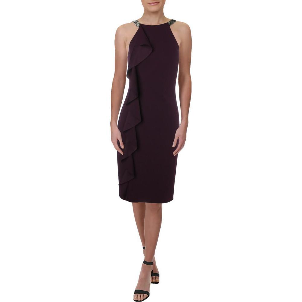 LAUREN RALPH LAUREN Womens Knoelyn Beaded Ruffled Party Dress Size 12